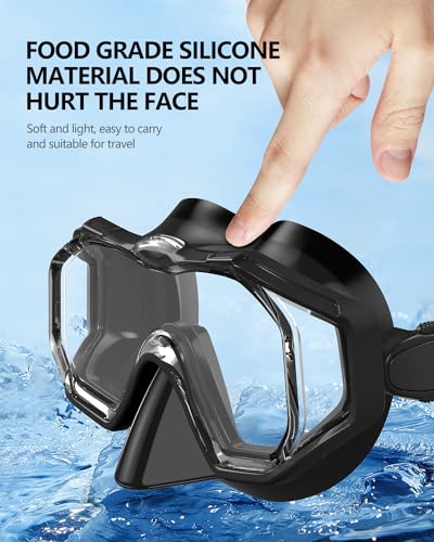 WSTOO Adults Swim Goggles with Nose Cover,HD 3-Window Wide Vision Lens Snorkel Diving Swimming Mask Anti-Fog&Leak