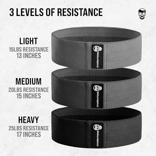 Hip Bands for Booty Workouts | Non Slip Fabric Band Set with 3 Levels - Resistance Bands for Legs & Hip - for Men & Women