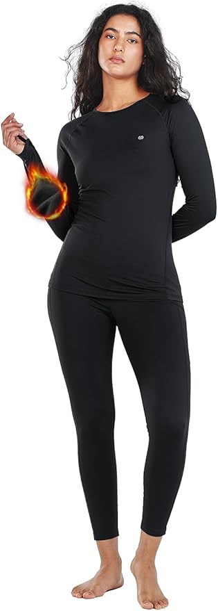 ALLZERO Thermal Underwear for Women Fleece Lined Base Layer Set - Winter Long Johns for Cold Weather