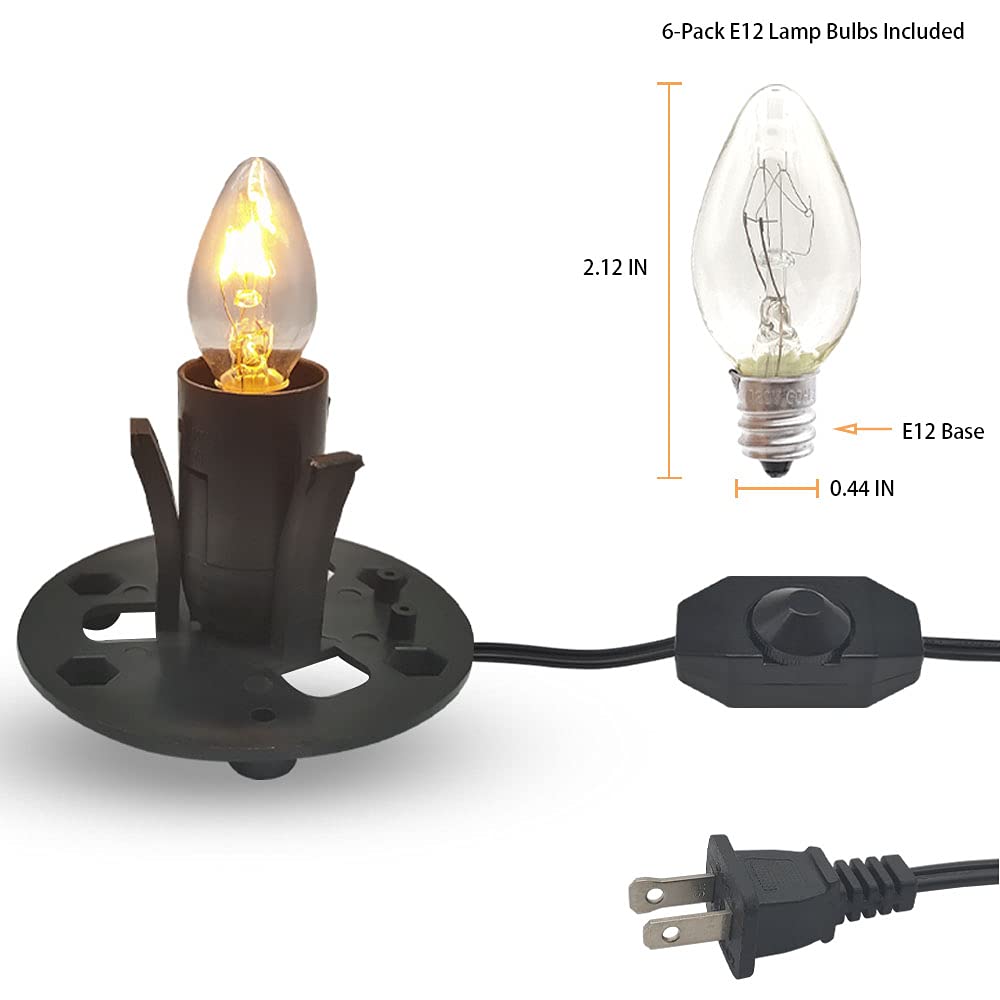 New Orange Heart Himalayan Salt Lamp Cord With Dimmer Switch And Bulbs  6Ft Original Replacement Cord With Base Assembly 3.35 Inches  6-Pack 15 Watt E12 Halogen Salt Lamp Bulbs For Salt Rock Lamp