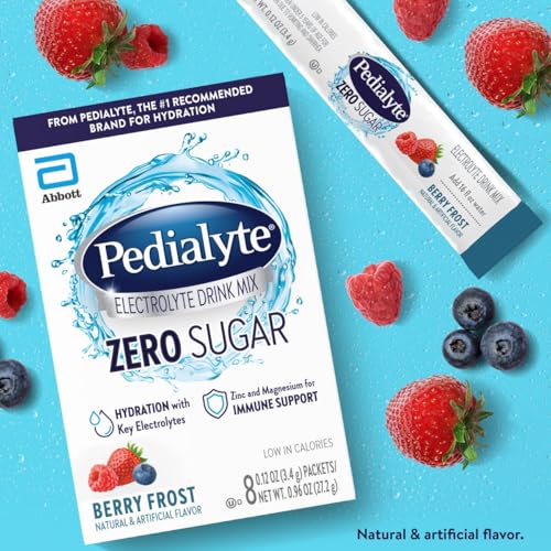 Pedialyte Electrolyte Drink Mix With Zero Sugar | Hydration With Key Electrolytes | Great Hydration Low in Calories | Berr...