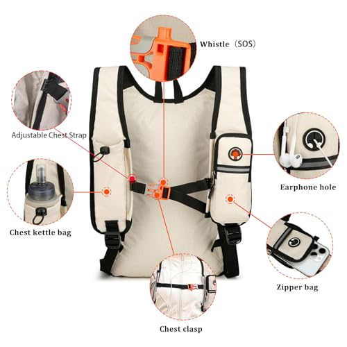 VOBUYING 15L Small Hiking Backpack Foldable Ultralight Trekking Camping Outdoors Backpack for Women Men (beige)