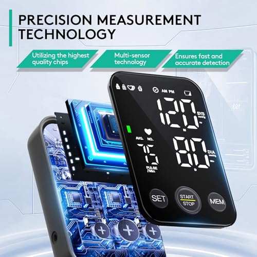 Oklar Blood Pressure Monitor Upper Arm Monitors for Home Use BP Machine Sphygmomanometer with 2x120 Reading Memory Adjusta...