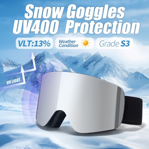 JQF Gear Ski Goggles OTG Snow/Snowboard Goggles Snowboarding Goggles Over Glasses Ski Goggle for Men Women Adult