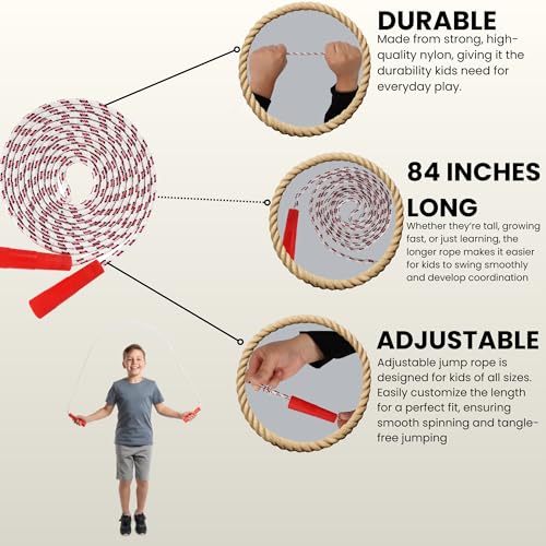 ArtCreativity 84 Inch Nylon Ropes for Kids - Pack of 12 - Durable Jump Ropes with Plastic Handles - Healthy Indoor and Out...
