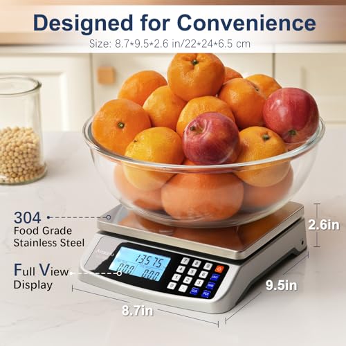 Atogou 66lb Food Scale, Commercial Kitchen Scale with Price Computing, Plug-in Usable, 0.05oz/1g, 304 Stainless Steel, for...