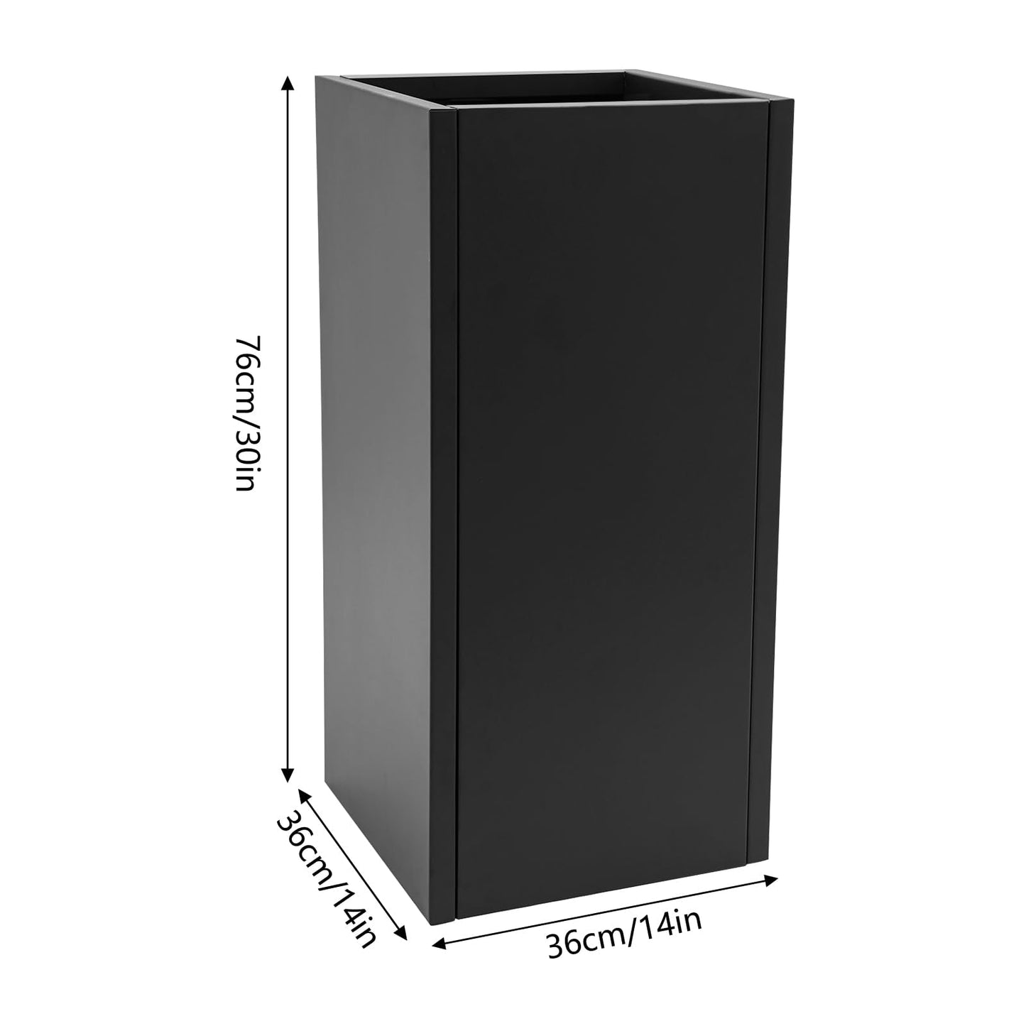 Unnsiapit Steel Planter Box, W14*D14*H30in Metal Decorative Outdoor Planters Flower Pots, Tall Standing Plant Containers for Indoor Garden Patio Porch, Black