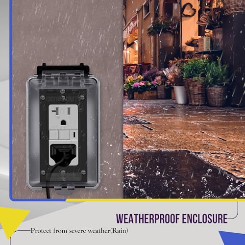ENERLITES Outdoor Outlet Cover Extra-Duty in-Use Weatherproof Outdoor Decorator/GFCI Receptacle Outlets, Weatherproof Encl...