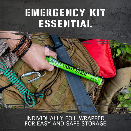 Emergency Glow Sticks with 12 Hours Duration, Individually Wrapped Industrial Grade Glowsticks for Survival Gear, Camping ...