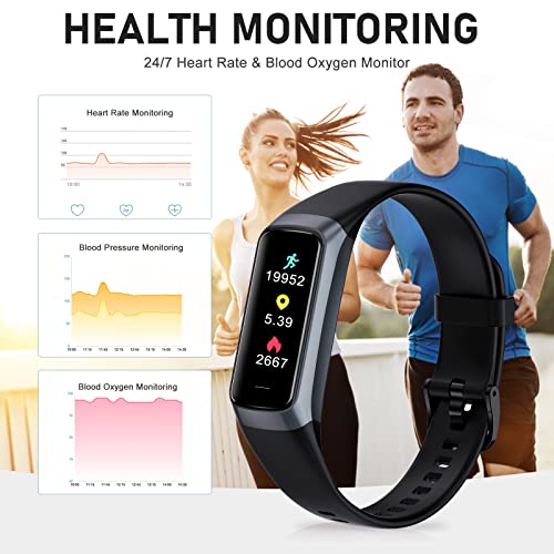 Fitness Tracker with 24/7 Heart Rate Blood Oxygen Sleep Monitor, 1.1" AMOLED Touch Screen Activity Tracker Smart Watches, ...