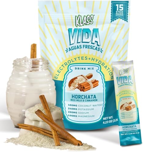 KLASS VIDA Electrolyte Drink Mix – Horchata Agua Fresca Flavor | Sugar-Free Hydration Powder with Coconut Water & Minerals...