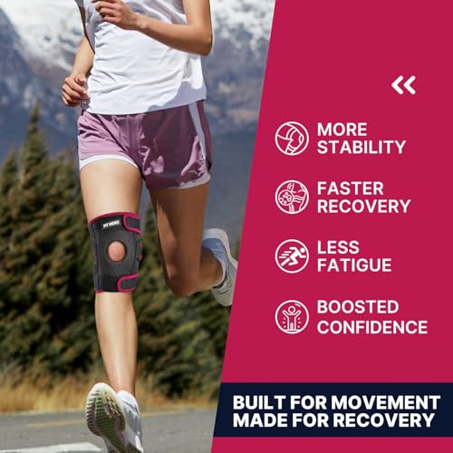 Fit Geno KneeXpert Knee Brace with Side Stabilizers & Patella Gel Pad - Adjustable Compression Support for Pain Relief, Me...
