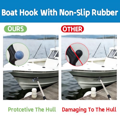 Boat Hook with 3-12Ft Adjustable Extension Pole, Stainless Steel Boat Accessories with Protective Rubber, Durable, Sturdy...
