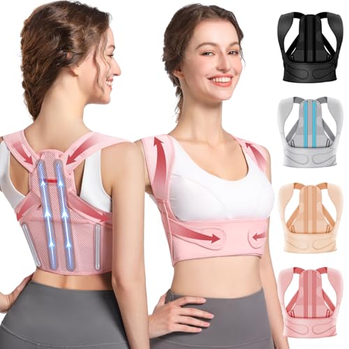Fit Geno Posture Corrector for Women: Adjustable Lightweight Upper Back Brace for Neck Shoulder & Upper Back Pain Relief -...