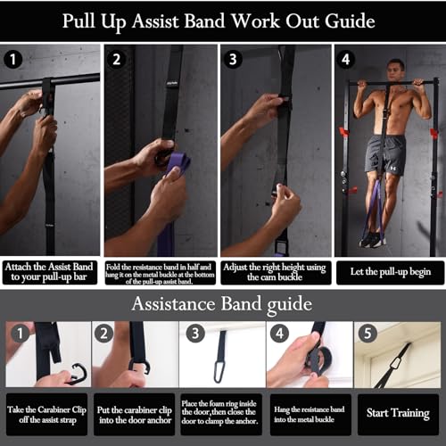 Ally Peaks Pull Up Assistance Bands，Heavy Duty Resistance Band for Pull Up Bar，Adjustable Weight/Size with Fabric Feet/Kne...