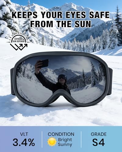 FMY Snowboard/Ski Goggles for Adult,Over Glasses Anti Fog UV Protection Skiing Goggles for Men Women Youth