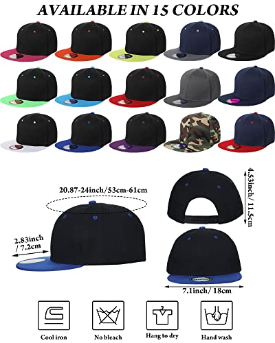 15 Pack Snapback Hats for Men Hip Hop Style Solid Baseball Hats Adjustable Snapback Cap Flat Brim Baseball Caps