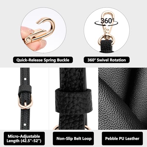 SEAVILIA PU Leather Purse Strap Replacement Crossbody Adjustable Long Thin Handmade Shoulder Handbags Strap