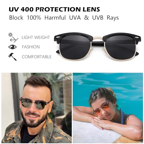 Pro Acme Semi-Rimless Polarized Sunglasses UV 400 Protection for Women Men