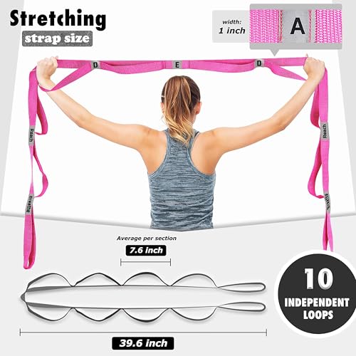 LXLOVESM Stretching Strap Yoga Strap with 10 Loops, Non-Elastic Stretch Band for Physical Therapy, Flexibility, Exercise, ...