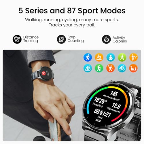 TOZO AMOLED S5 Smart Watch (Answer/Make Calls), 1.43" HD Screen for Men Women 100+ Sport Modes Fitness Watchs with Sleep M...