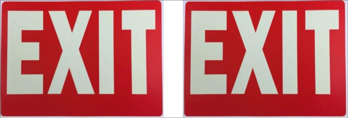 Natraco Glow-In-The-Dark Exit Sign, 12X8 Inches, 2 Pack, Green/Yellow-Green, Photoluminescent Safety Sign