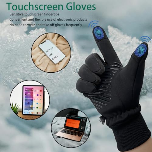 lifwimner Kids Winter Cycling Gloves Touchscreen Thermal Fleece Sports Gloves for Boys Girls Anti-Slip Outdoor Gloves for ...