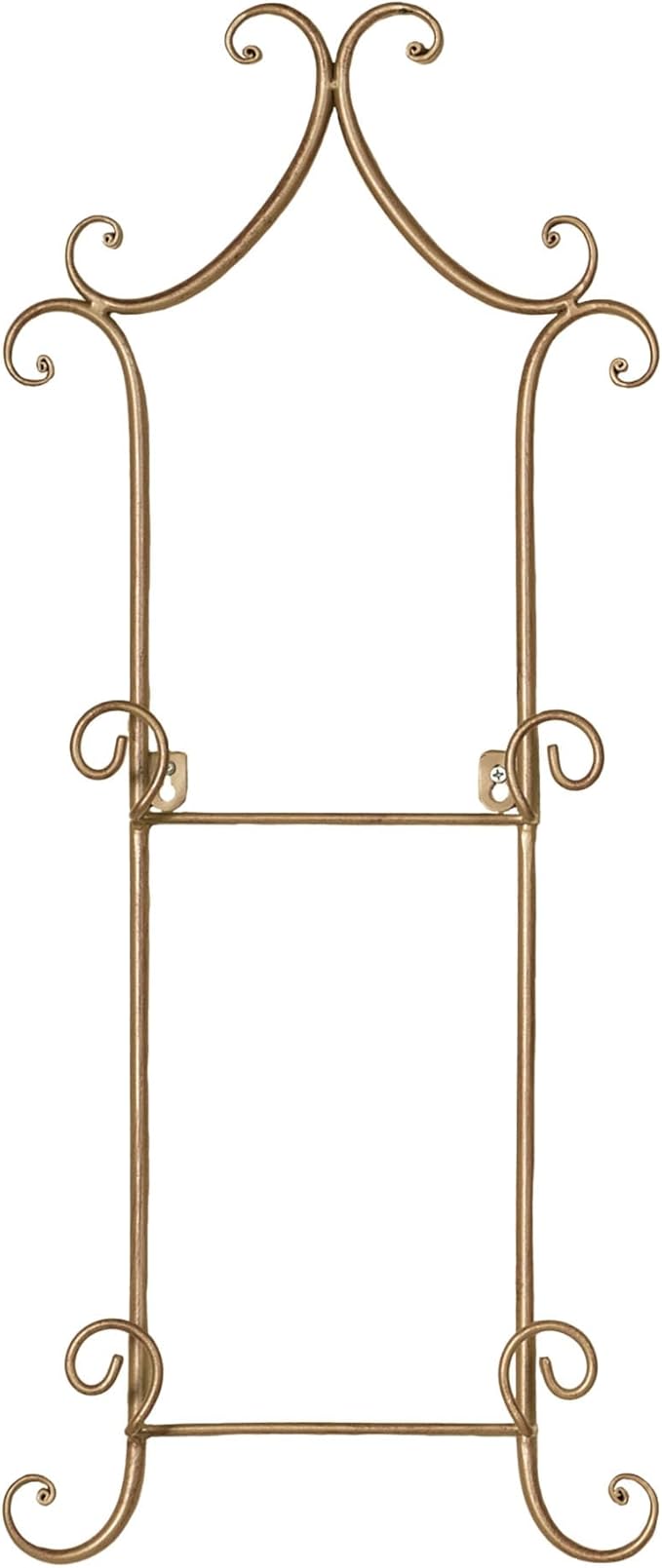Touch of Class Regalla Scroll - Vertical Hanging Plate Rack - For 9-10" dia. Plates - Satin Gold Finish - 26 in. tall Two-Plate Rack