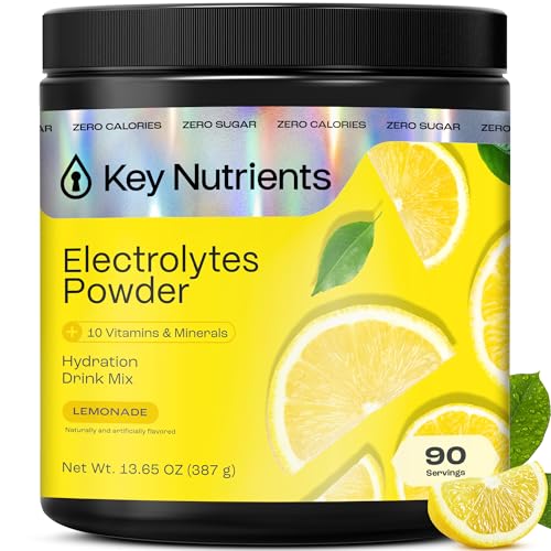 KEY NUTRIENTS Multivitamin Electrolytes Powder No Sugar - Refreshing Lemonade Electrolyte Powder - Sodium & Energy Supplem...