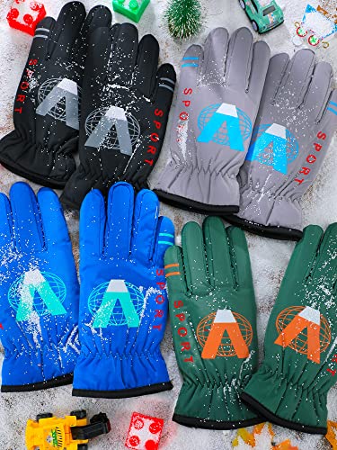 Hicarer 4 Pairs Winter Gloves for Kids Waterproof Snow Ski Gloves Girls Boys Warm Unisex Youth Clothes for Cold Weather