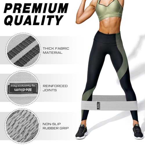 12 Pcs Fabric Resistance Bands for Working Out Booty Workout Stretch Exercise Bands Non Slip for Legs Squat Resistance Loo...