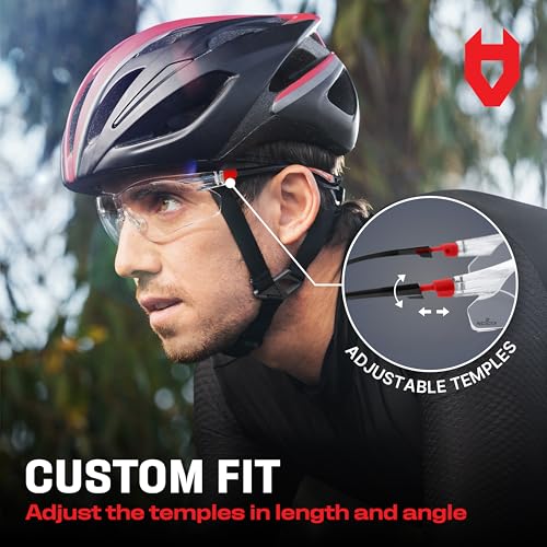 NoCry Clear Safety Glasses for Men and Women with Anti-Fog and Scratch Resistant Wrap Around Lenses, Adjustable Temples an...
