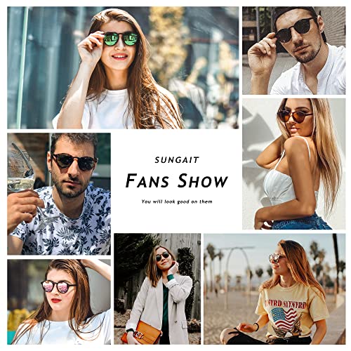 SUNGAIT Classic Vintage Round Polarized Sunglasses for Women Men Retro Style UV400