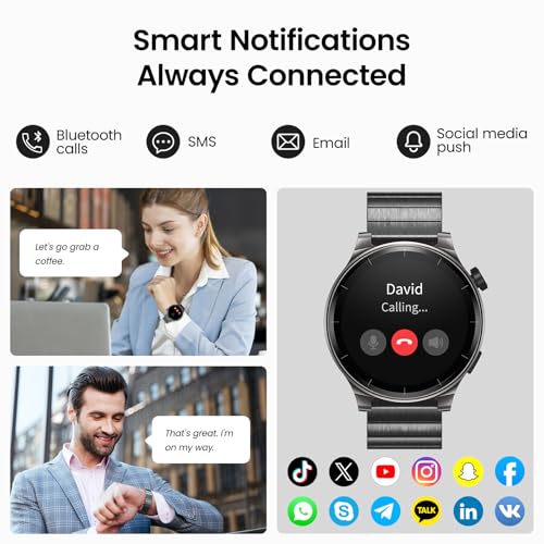 TOZO AMOLED S5 Smart Watch (Answer/Make Calls), 1.43" HD Screen for Men Women 100+ Sport Modes Fitness Watchs with Sleep M...
