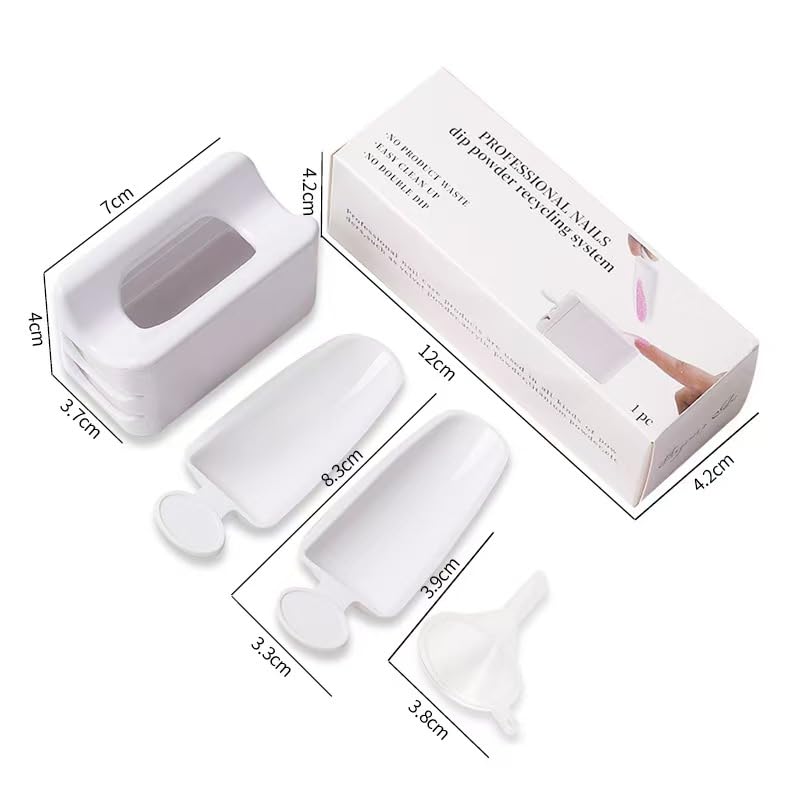 Chunmeng White Nail Powder Recycling Box With Scoop Nail Art Box Nail Art Accessories Makeup Tool Powder Glitter Saver Nai...