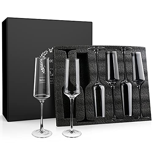 Generic Chouggo Champagne Flutes Set of 6 Hand Blown Crystal Champagne Glasses Hand Crafted by Artisans Premium Crystal Gi...