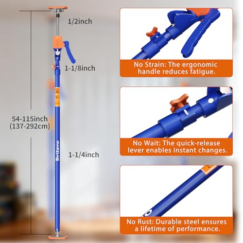 Britevo 4PK Adjustable Telescopic Support Pole, 54-115 inch Cabinet Jack, Heavy Duty 3rd Hand Support System, 154lbs Load-...