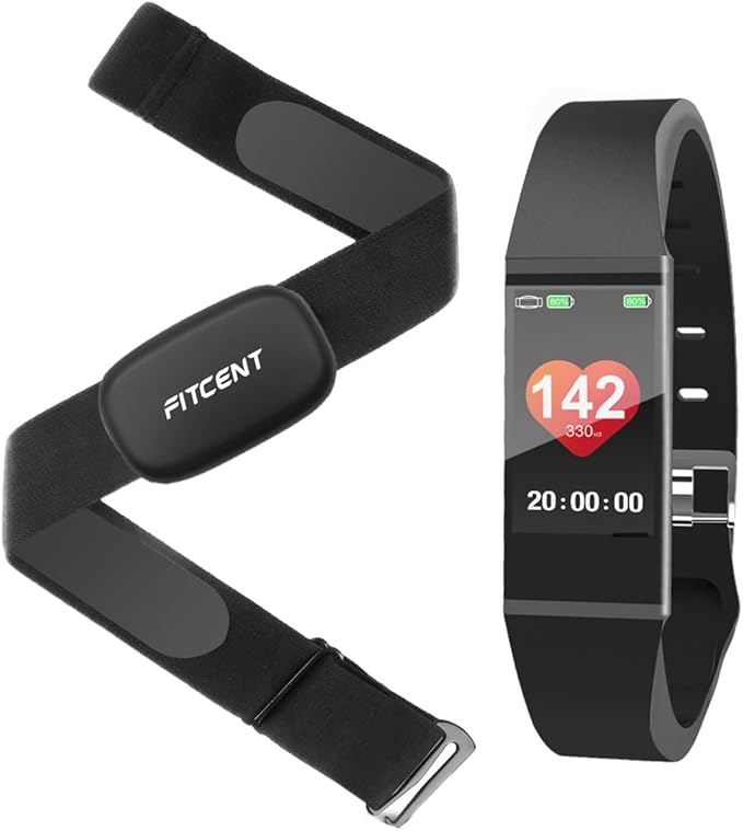 FITCENT Heart Rate Monitor Chest Strap with Fitness Tracker, ANT+ 5.3Khz Bluetooth Heart Rate Monitor Compatible with Pola...