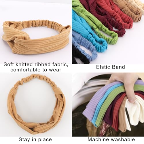 AHONEY 8 Pack Head Bands for Women's Hair Twist Headband Stretchy Workout Elastic Turban Headbands for Wigs Hair Bands Hai...