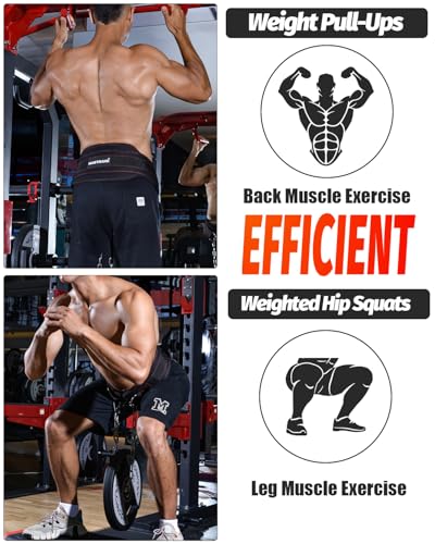 MAXRANK Dip belt With 37-40" Chain, 550lbs - 650lbs Weight Capacity, Weightlifting Belt for Dips and Pullups