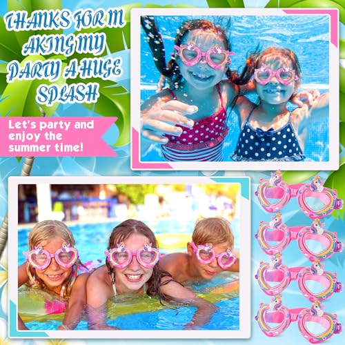 Kingdder 3 Set Unicorn Swim Goggles for Girls Aged 4-12 Swim Goggles with Stickers and Pink Cases, Anti-fog, UV Protectio...