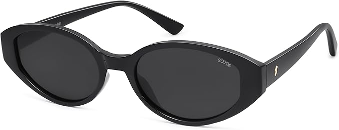 SOJOS Retro Oval Polarized Sunglasses for Women Chic Cat Eye Trendy Vintage Shades UV400 Protection