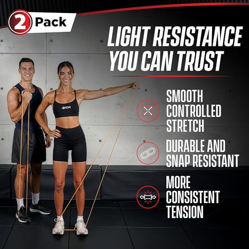 4KOR Fitness 41” Resistance Loop Band - Pair of 2 Orange Resistance Bands (5 to 15 Pounds - 0.25 inches Wide) for Mobilit...