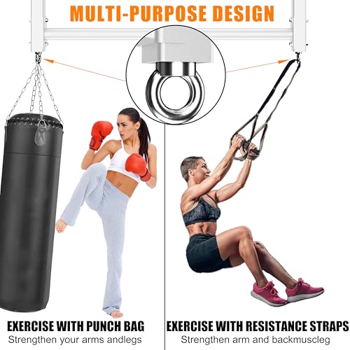 HWOOUSA Ceiling Mounted Pull Up Bar, Heavy Duty 700 LBS Multi Grip Pull Up Bars, 16"/24" Rafter Chin Up Bar, Ceiling Joist...