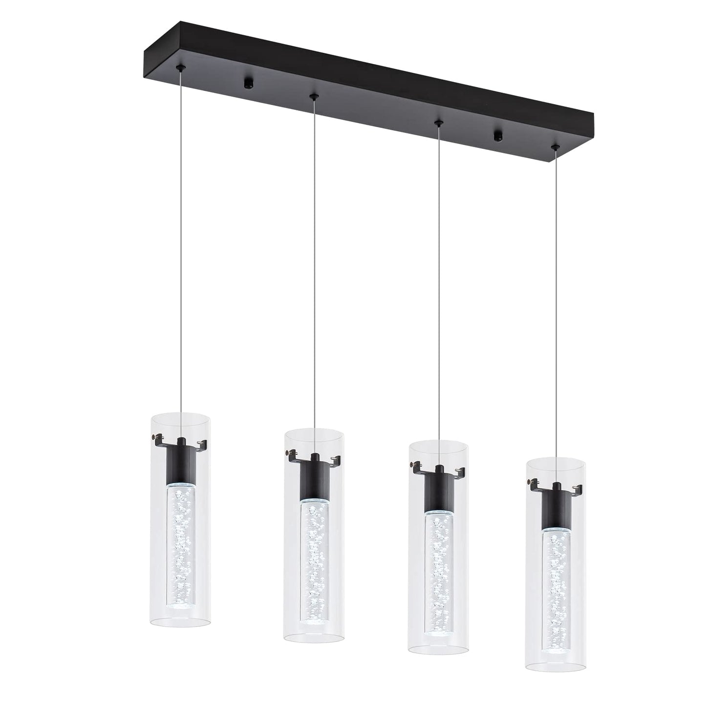 votag Pendant Light Fixtures, 4-Light Dimmable Aluminum Pendant, Black Finish, Model PI-0172A4-32W-BK