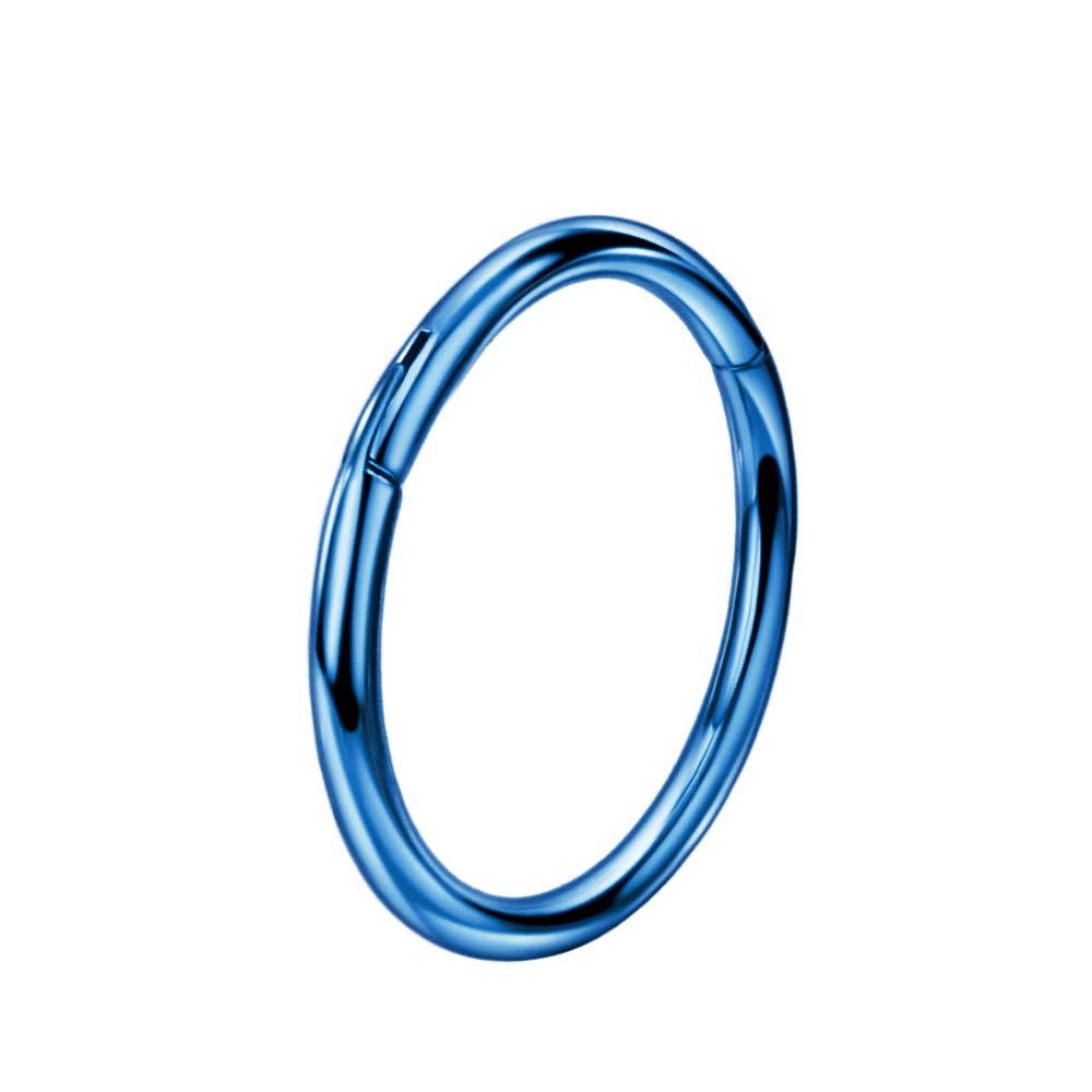 FANSING Blue Titanium Nose Rings for Women Men 18G 9mm Nose Hoop 18 Gauge Cartilage Earring Hoops for Helix Earlobe Rook Septum