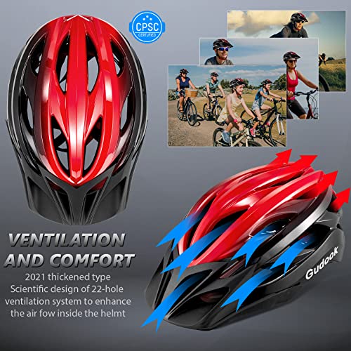 Gudook Bike Helmets for Men - Women Bicycle Helmet Adult - Certified Lightweight Comfort Adjustable Cycling Helmet with De...