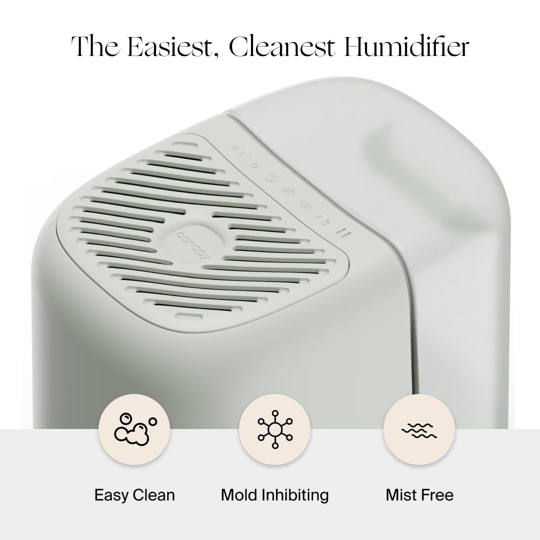 Canopy Bedside Humidifier 2.0, White, 36 Hr Run Time, 2.5L Capacity - Reading Light & White Noise - Alleviate Symptoms Of Allerg