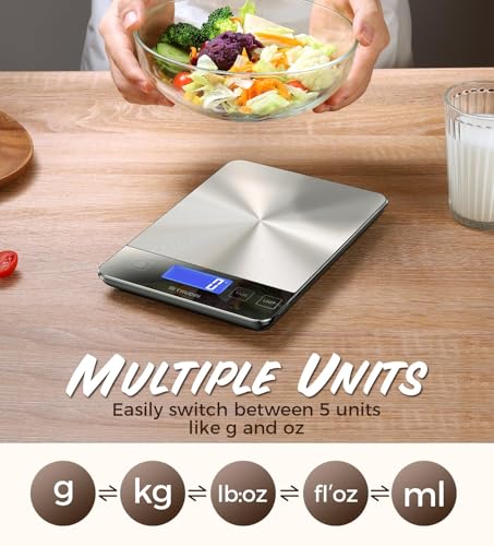 NASA-Grade 33lb Digital Kitchen Scale, Precisely Measures Grams and Ounces for Baking and Cooking,with Waterproof Tempered...