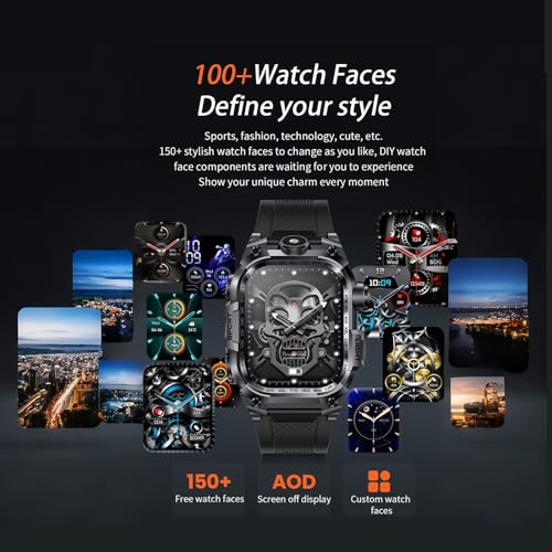 Desong Military Smart Watch for Men (Make/Answer Call), 2.01" HD Screen Smartwatches for Android and iPhone,Long Time Stan...